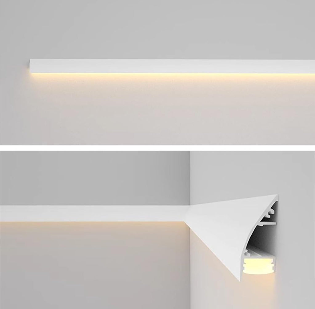 Crown Moulding LED Indirect Lighting Crown Molding, Aluminum Linear Lighting Channel for Wall Ceiling Edge, Living Room Office LED Diffuser Strip Cornice Track(Black,1.5 m(5ft))