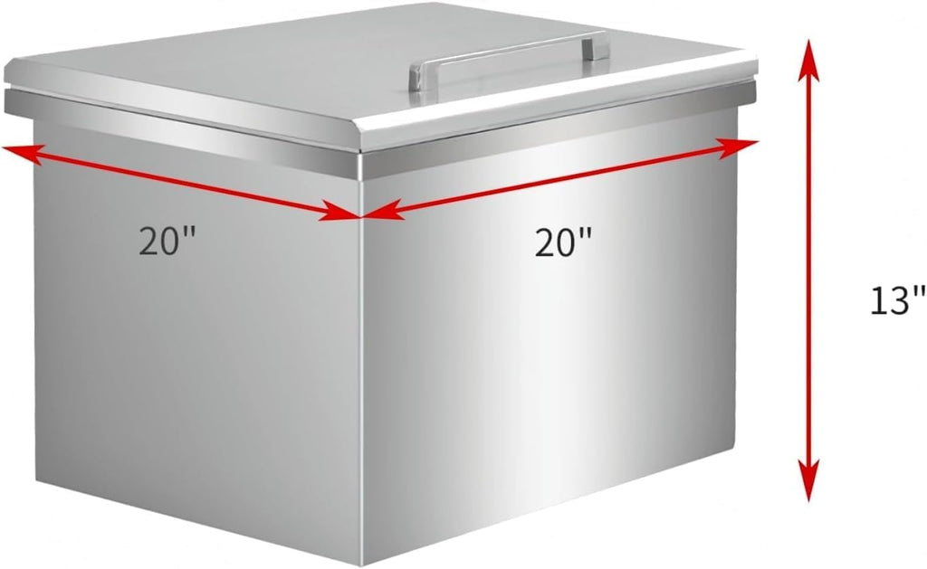 Drop in Ice Chest, Outdoor Kitchen Ice Bar Stainless Steel Ice Cooler, Commercial Ice Bin with Hinged Cover, Ice Bucket, for Cold Wine Beer