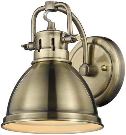 Golden Lighting 3602-BA1 AB Duncan Bath Vanity, 8.25'L x 6.5'W x 8.5'H, Aged Brass with an Aged Brass Shade