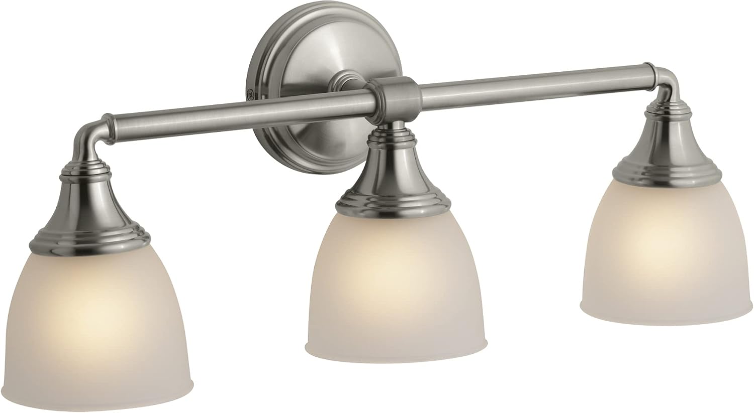 Kohler 10572-BNL Devonshire Bathroom Vanity Light Fixture, Wall Sconce Lighting, Position Facing Up or Down, UL Listed, 3 Light, Brushed Nickel