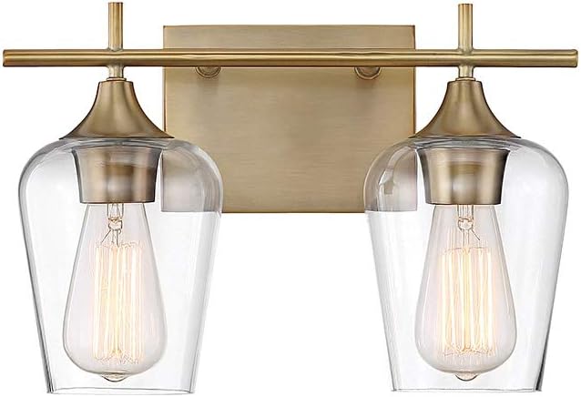 Savoy Essentials 8-4030-2-322 Octave Bohemian Clear Glass Bathroom Vanity Wall Light, 2-Light 120 Total Watts, 10' H x 14' W, Warm Brass
