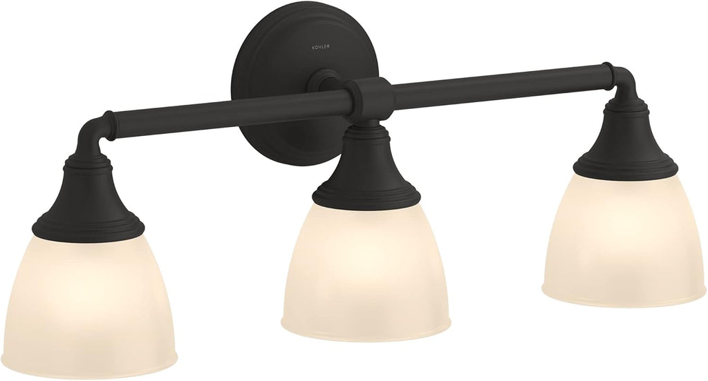 Kohler Devonshire Bathroom Vanity Light Fixture, Wall Sconce Lighting, Position Facing Up or Down, UL Listed, 3 Light, Matte Black