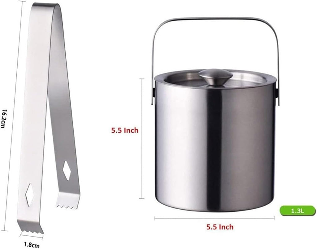 Ice Buckets for Parties, Stainless Steel Double Wall Wine Chiller with Carrying Handle