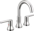 Delta Trinsic Chrome Bathroom Faucet 3 Hole, 8 Inch Widespread Bathroom Sink Faucet for Vanity, Metal Push-Pop Drain Assembly, Chrome 3559-MPU-DST