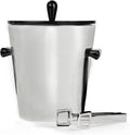 Nambé Circa Ice Bucket with Tongs – Double-Walled Stainless Steel Bucket with Black Lacquered Resin Lid & Handles, 8'W x 9.5'L x 10'H – Includes Tongs for Home Bar, Champagne & Wine Chilling