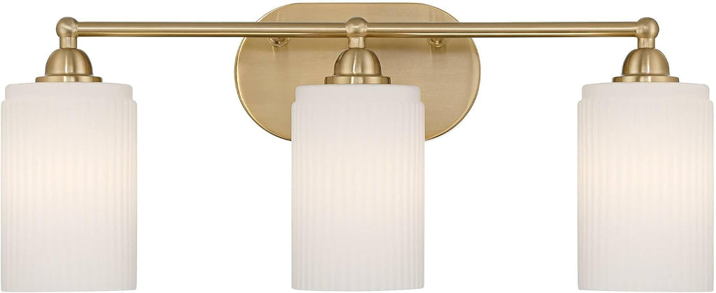 360 Lighting David 22' Wide Soft Gold and Fluted Glass 3-Light Bath Light