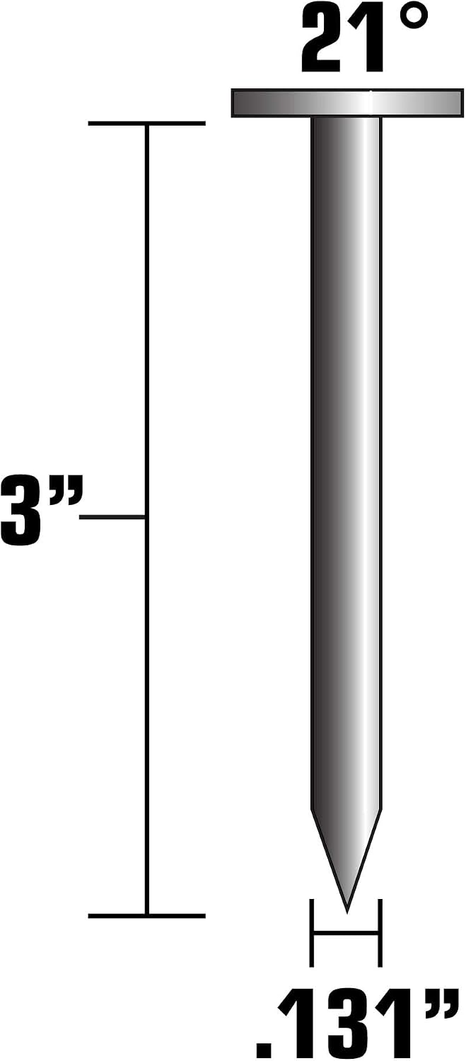 Metabo HPT Framing Nails | 3' x .131 | 21 Degree | Full Round Head | Hot Dipped Galvanized | Smooth Shank | 4,000 Count | 10162HPT