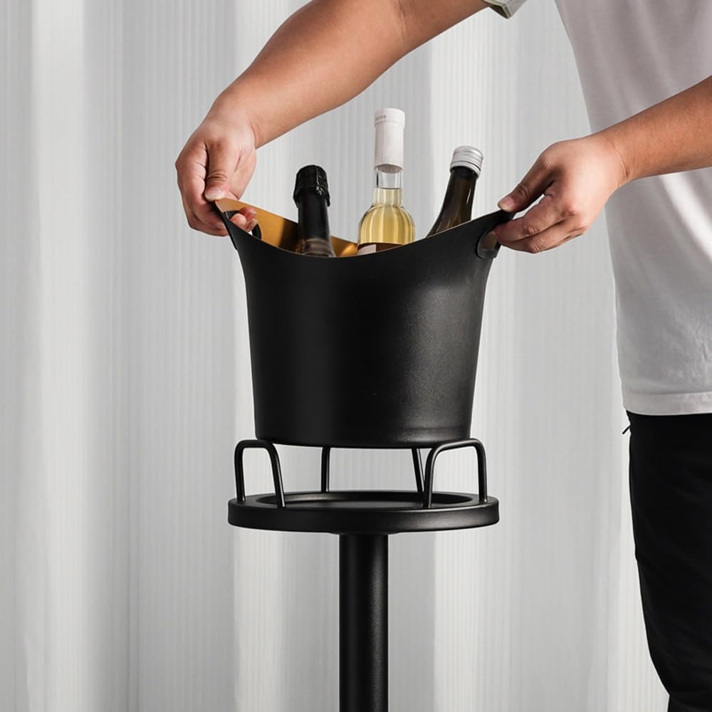 Ice Bucket for Parties, Stainless Steel Ice Bucket, Ice Bucket with Stand, Large Champagne Ice Bucket, Tall Ice Bucket for Cocktail Bar Parties(Silver)