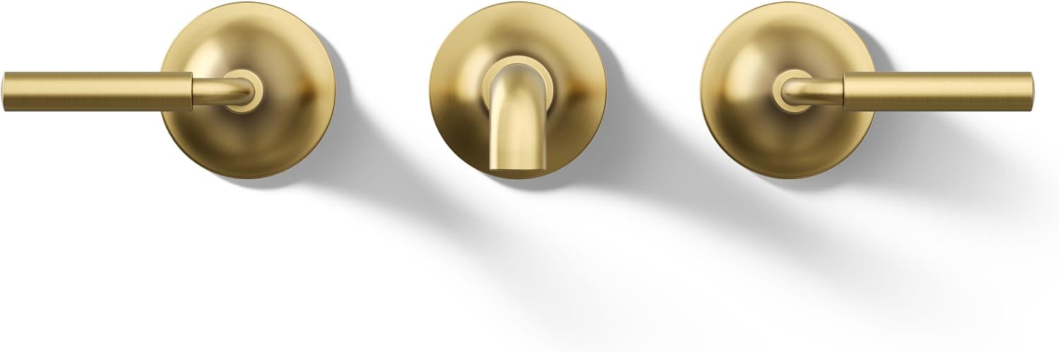 Kohler T26439-4-2MB Tone Wall-Mount Bathroom Sink Faucet Trim with Lever Handles, 1.2 GPM in Vibrant Brushed Moderne Brass