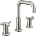 Delta Nicoli Brushed Nickel Bathroom Faucet 3 Hole, 8 Inch Widespread Bathroom Sink Faucet for Vanity, Push-Pop Drain Assembly, Drain Assembly, Stainless 35894LF-SS