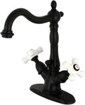 Kingston Brass KS1430PX Heritage Two-Handle Bathroom Faucet with Brass Pop-Up and Cover Plate, Matte Black