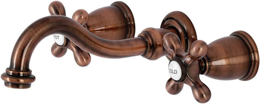 Kingston Brass KS312AXAC Vintage 2-Handle Wall Mount Bathroom Faucet, Antique Copper