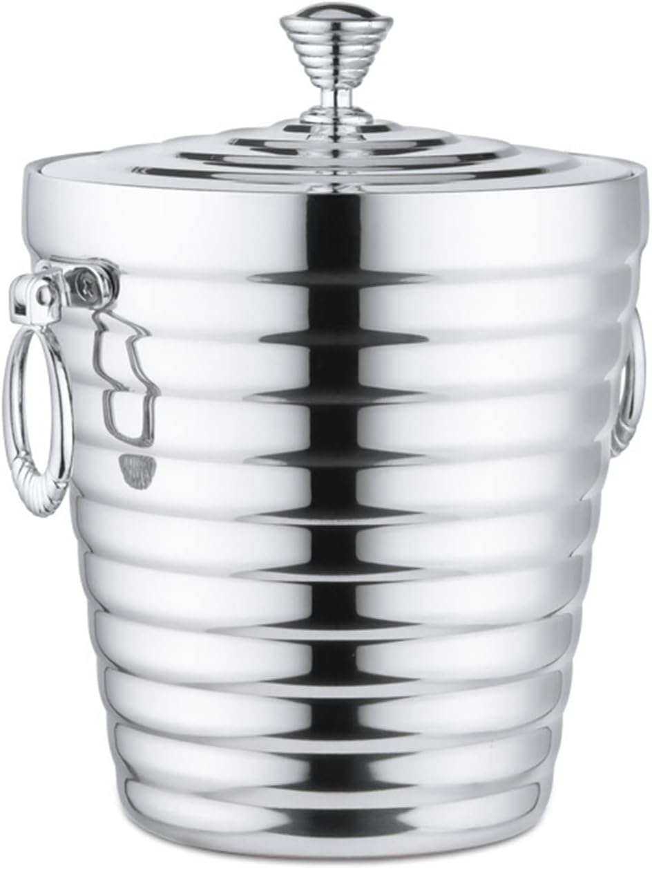 Ice Bucket Champagne Bucket Ice Bucket Thickened Stainless Steel Ice Bucket Double Layer Insulation Design Made Champagne or Wine Bucket Keeps Ice Frozen Longer Ice Bucket Beverage Tub (Size : CH)