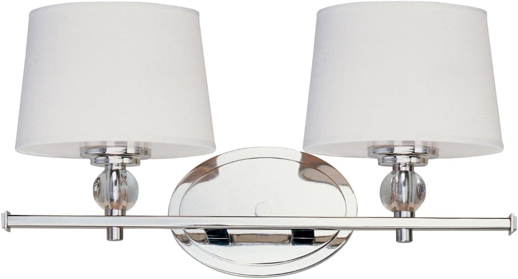 Maxim Lighting Rondo 2-Light Bath Vanity Light | Polished Nickel Finish | Transitional Indoor Light Fixture | Ideal for Bathrooms & Powder Rooms | Dimmable Damp Rated | 12762WTPN