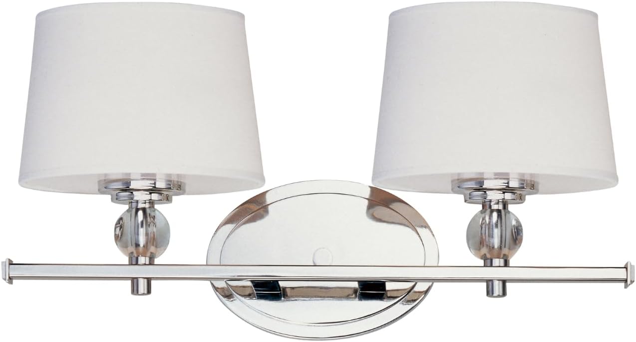 Maxim Lighting Rondo 2-Light Bath Vanity Light | Polished Nickel Finish | Transitional Indoor Light Fixture | Ideal for Bathrooms & Powder Rooms | Dimmable Damp Rated | 12762WTPN
