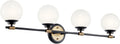 Kichler Benno 4-Light Bathroom Vanity Light Fixture with Opal Glass in Black and Champagne Bronze, Modern Wall Mount Light for Bathroom or Powder Room (8.75' x 34'), 55173BKCPZ