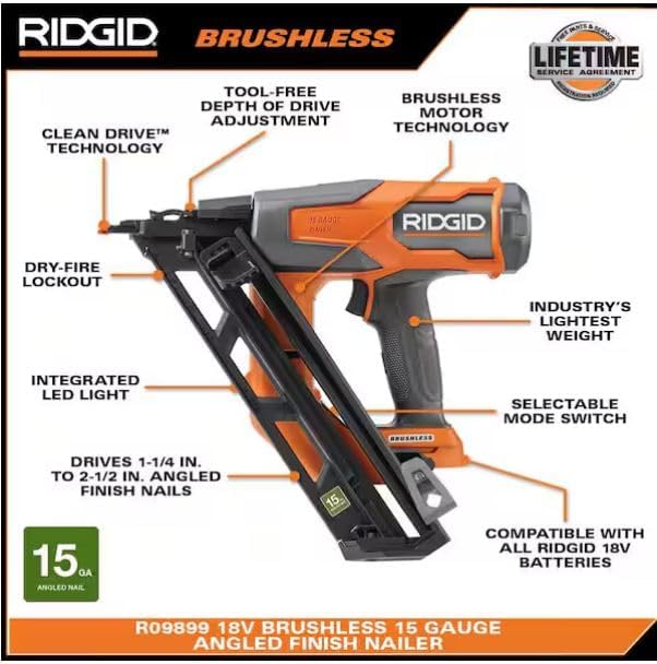 RIDGID 18V Brushless Cordless 21° 3-1/2 in. Framing Nailer, Tool Only