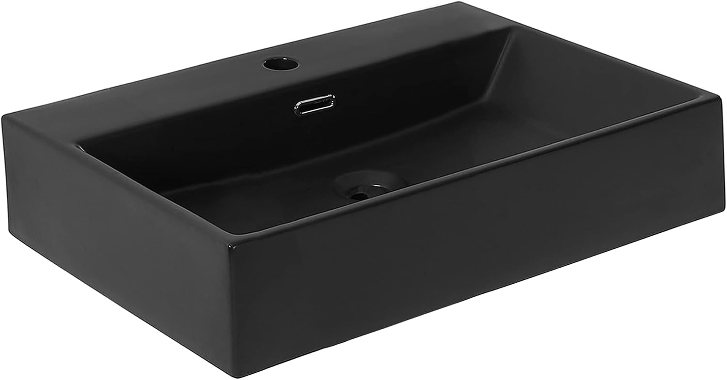 Claire 24' Rectangle Wall-Mount Bathroom Sink in Matte Black