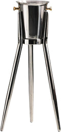 Ice Bucket, Ice Bucket for Parties, Stainless Steel Wine Cooler with Stand - Handles - Tall Ice Bucket Stand for Party Bar Wedding Club BBQ Home(Silver)