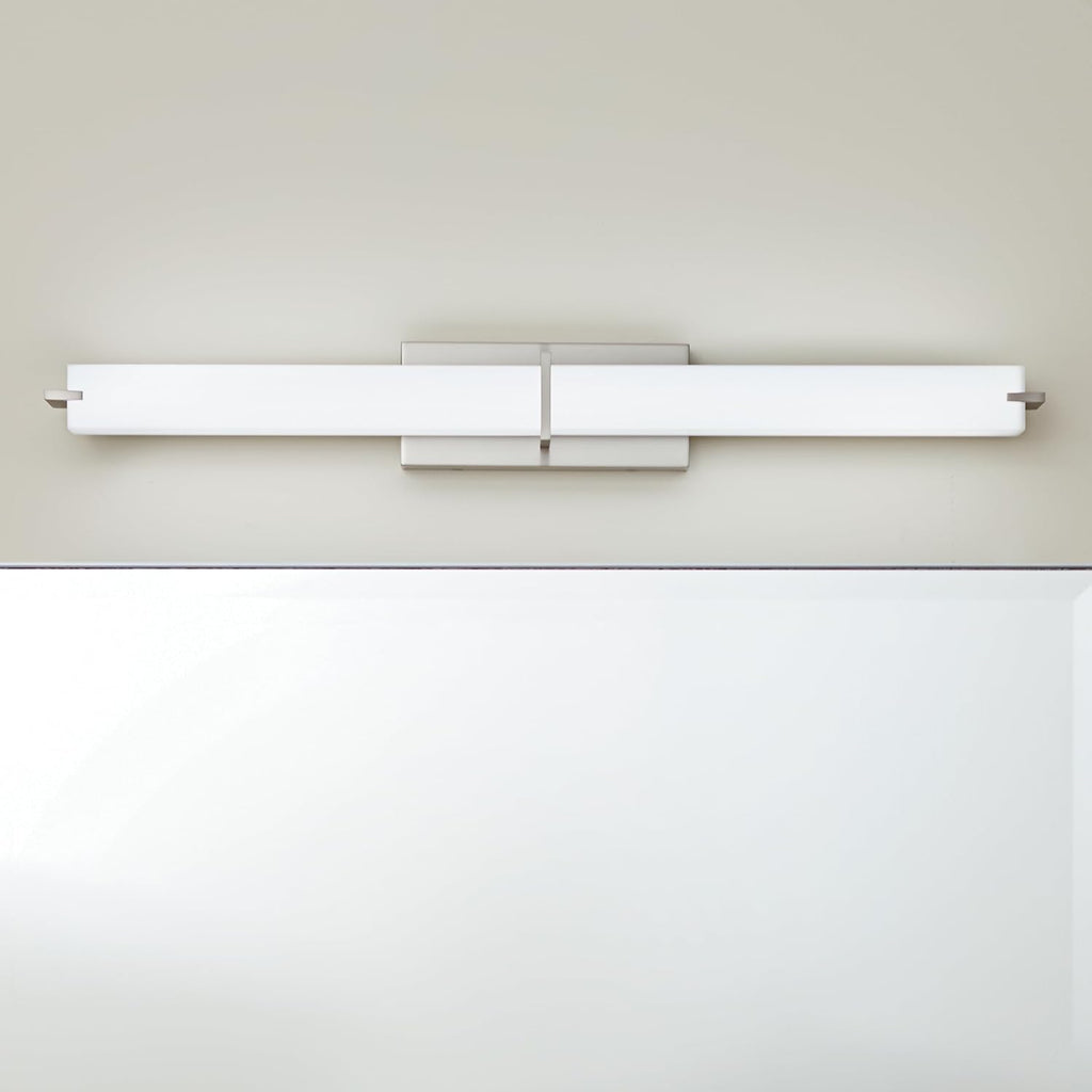 Kichler 37.5' LED Linear Bath Vanity Light Fixture with White Acrylic Diffuser in Brushed Nickel for Bathroom Lighting over Mirror (37.5' x 4.75' x 4.5'), 11147NILED