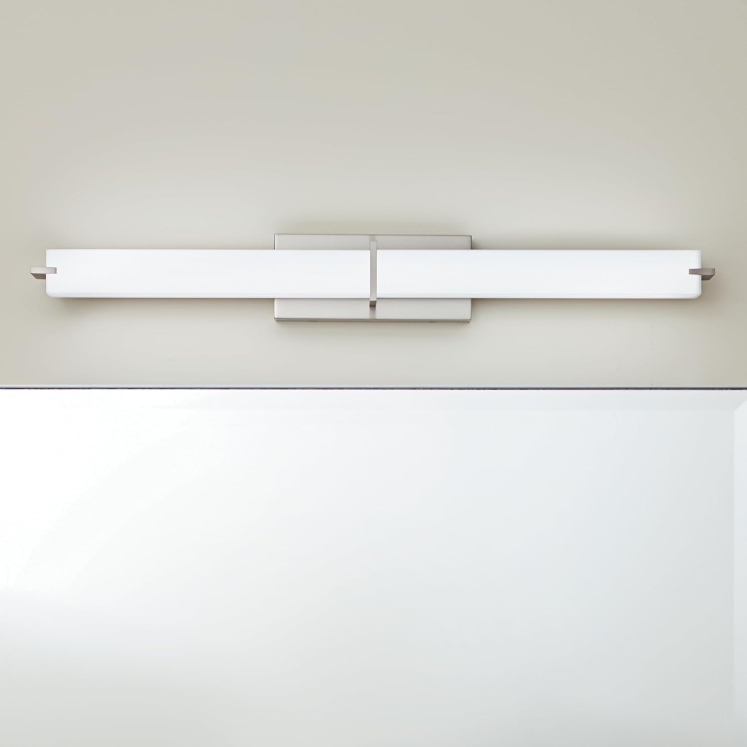 Kichler 37.5' LED Linear Bath Vanity Light Fixture with White Acrylic Diffuser in Brushed Nickel for Bathroom Lighting over Mirror (37.5' x 4.75' x 4.5'), 11147NILED