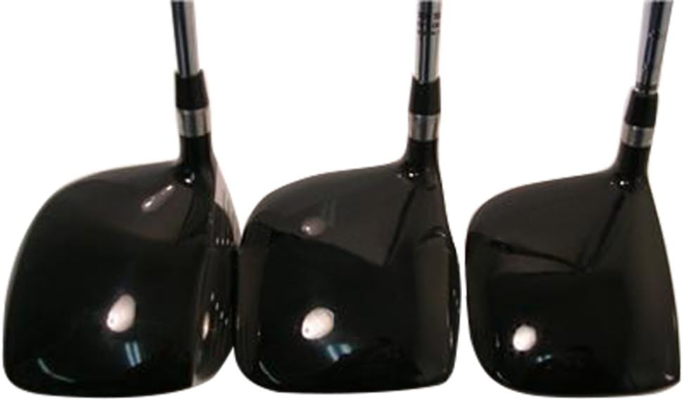 iDrive Red Square Anti-Slice Draw Fairway 3 5 7 Wood Set Golf Clubs, Right Handed Senior Flex with Men's Size Black Pro Velvet Grips