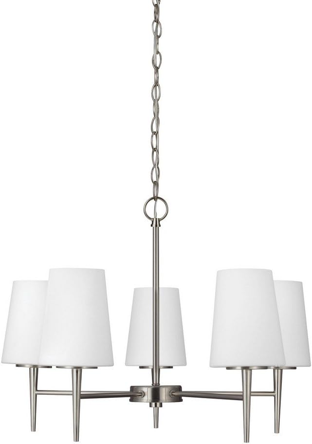 Generation Lighting 3140405-962 Five 3140405-962-Five Light Chandelier, Brushed Nickel, 5-Light, cETL Listed, Safety Rated for Wet Locations, Aluminum Construction