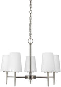 Generation Lighting 3140405-962 Five 3140405-962-Five Light Chandelier, Brushed Nickel, 5-Light, cETL Listed, Safety Rated for Wet Locations, Aluminum Construction