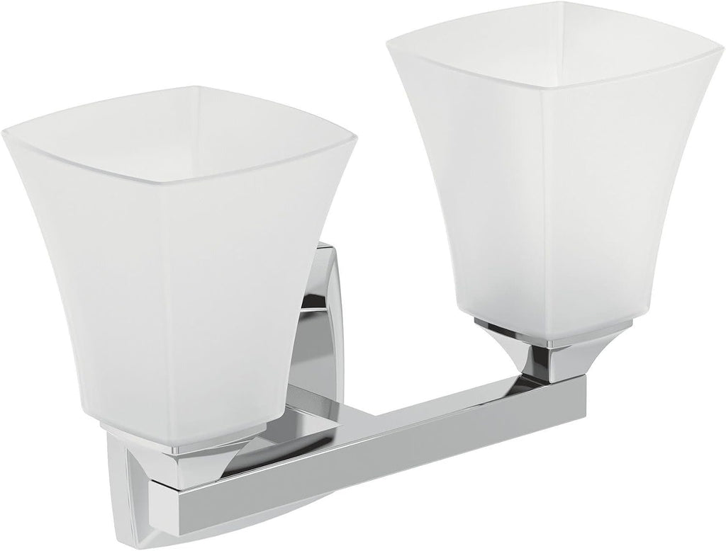 Moen Voss Chrome 2-Light Dual-Mount Bath Bathroom Vanity Fixture with Frosted Glass, YB5162CH
