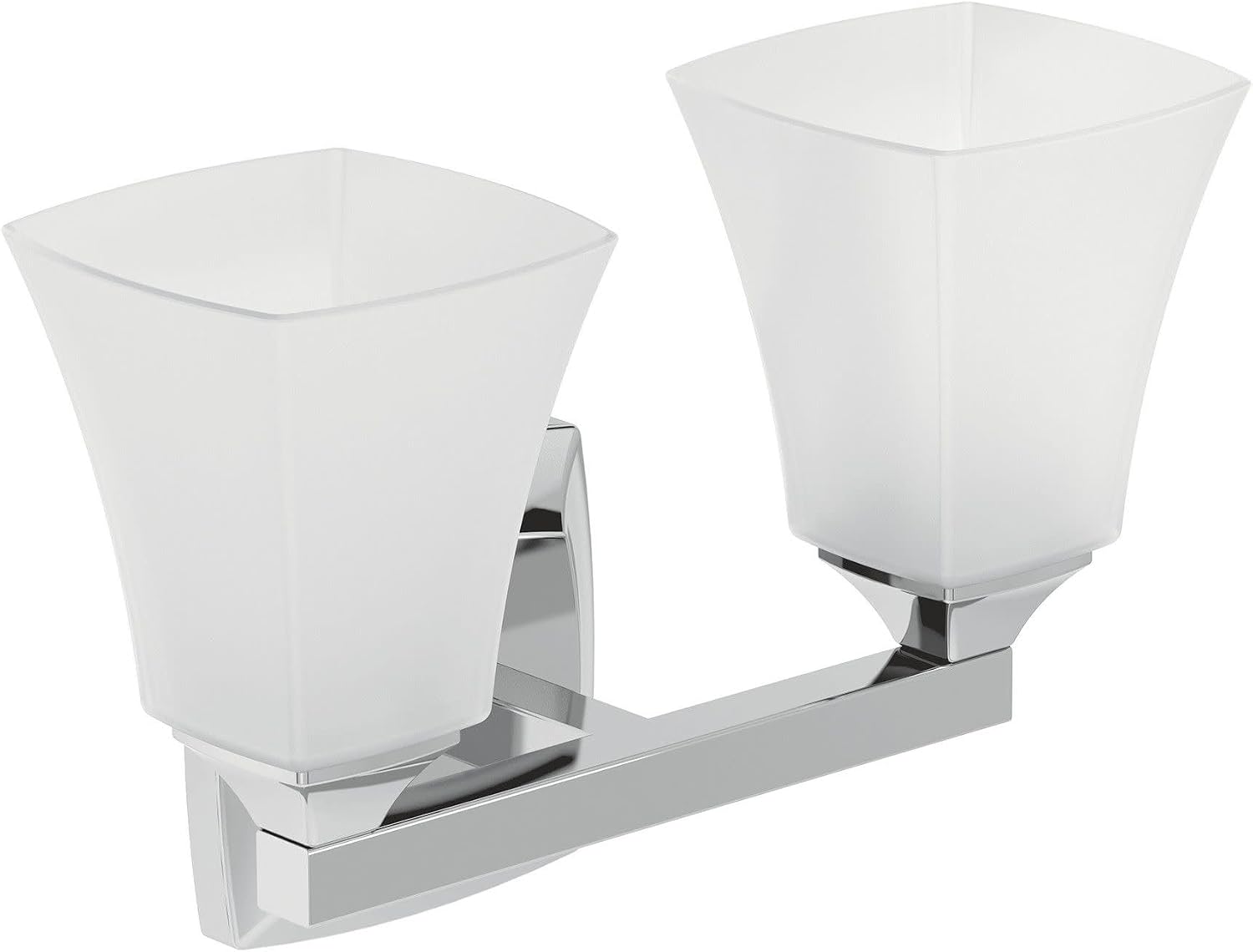 Moen Voss Chrome 2-Light Dual-Mount Bath Bathroom Vanity Fixture with Frosted Glass, YB5162CH