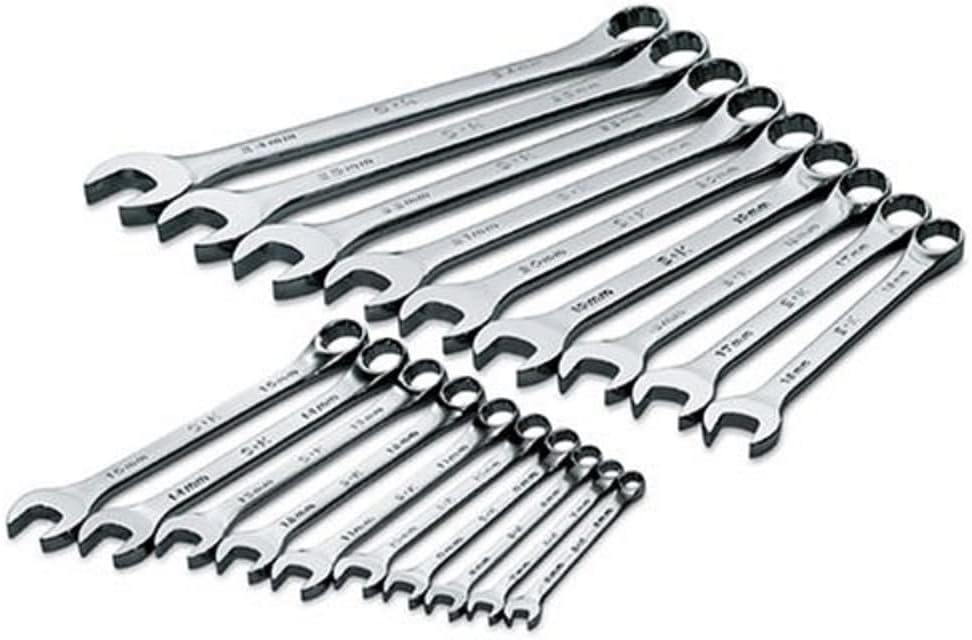 SK Tools USA 19 Piece, Regular, 12 Point, Metric SuperKrome® Combination Wrench Set: 6MM - 24MM | 86224