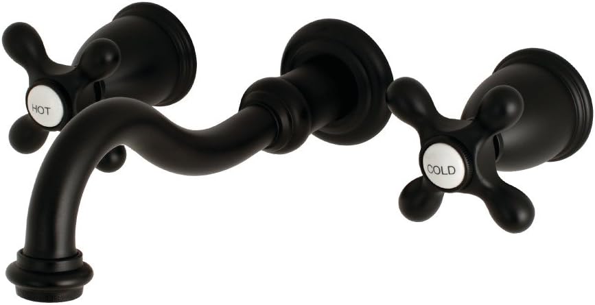 Kingston Brass KS3120AX Vintage 2-Handle Wall Mount Bathroom Faucet, Matte Black