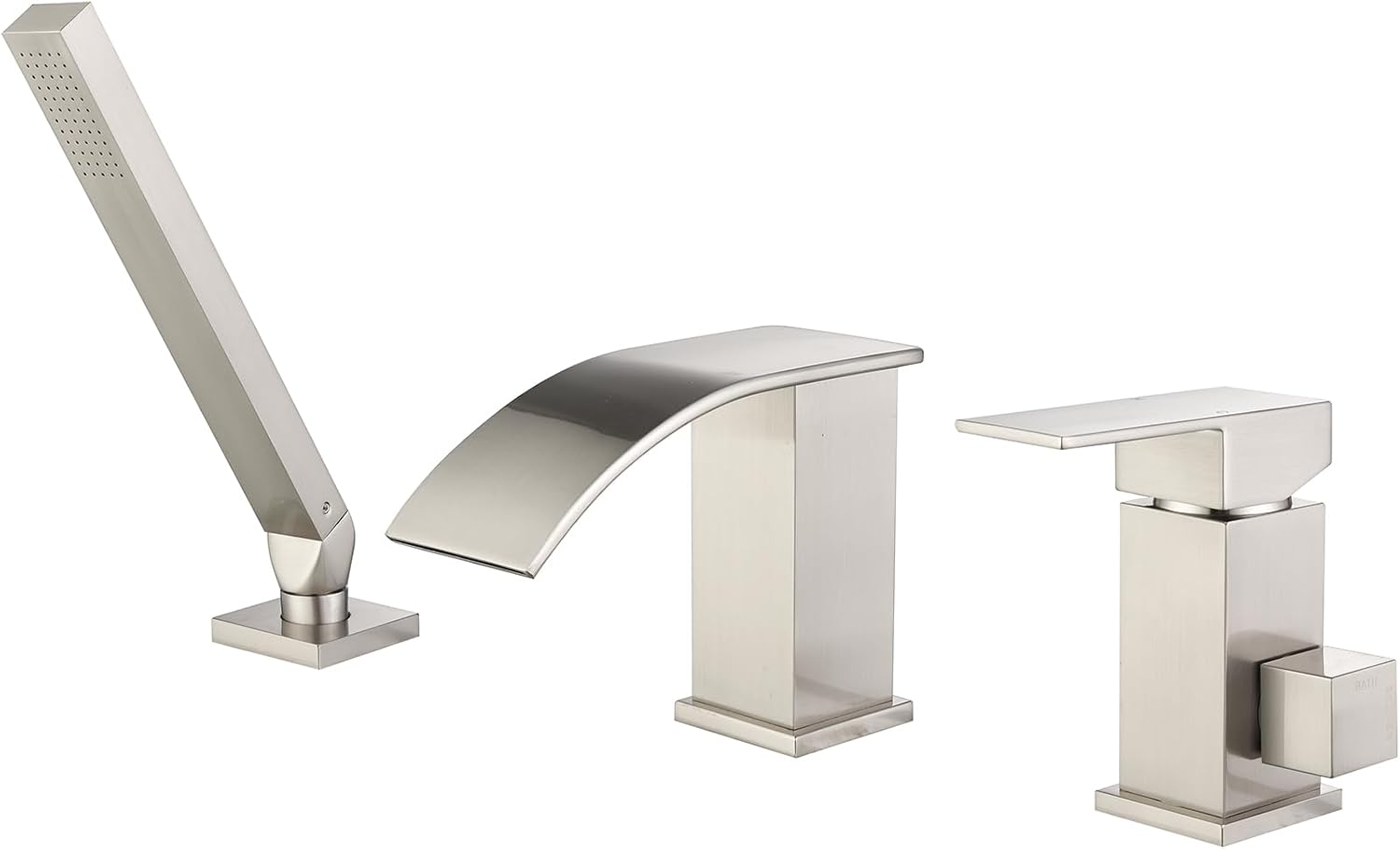 TapLong Waterfall Roman Tub Faucet with Hand Shower, Deck Mount Bathtub Faucets High Flow Widespread 3 Hole Bathtub Shower Faucet Set, Brushed Nickel, 03766BN