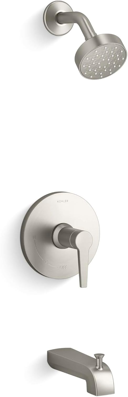 Kohler K-TS97074-4Y-BN Pitch Rite-Temp Bath and Shower Trim Kit, 2.5 GPM, Vibrant Brushed Nickel