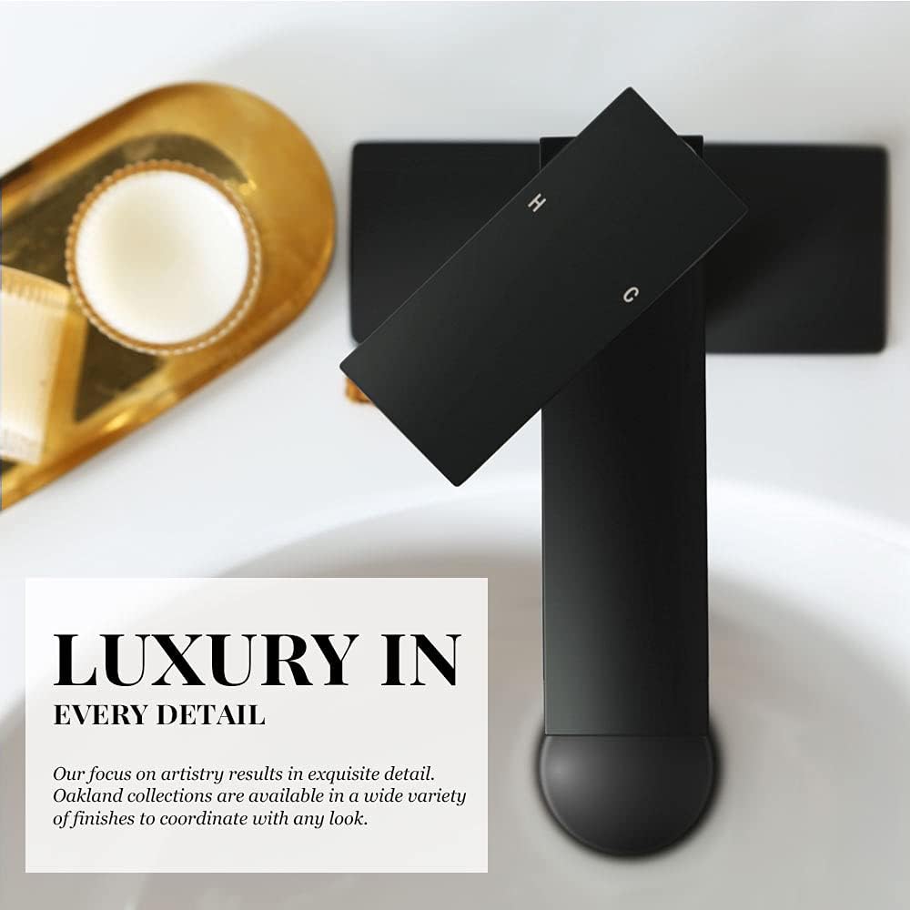 Lava Odoro Matte Black Bathroom Faucet 1 Hole, Modern Single Hole Bathroom Sink Faucet for Vanity with Pop up Drain Assembly, Deck Plate Included, 1.2 GPM Water Flow, BF307-B