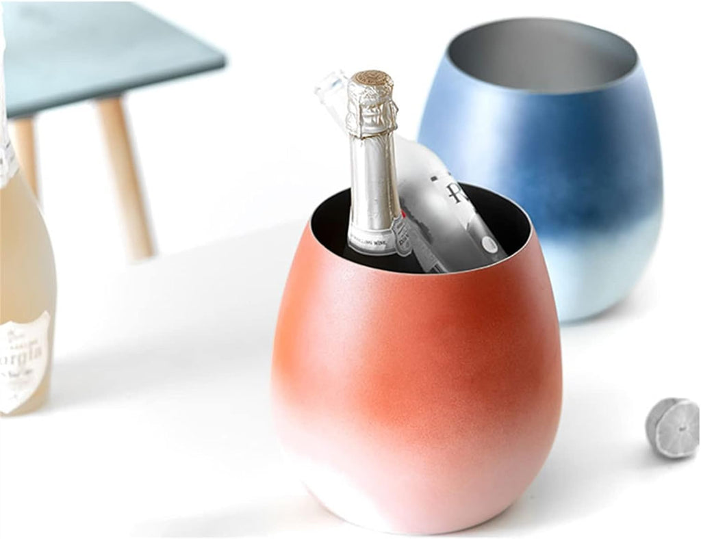 Ice Bucket Champagne Bucket Ice Bucket Fashion Gradient Champagne Bucket Stainless Steel Ice Bucket Creative Eggshell Ice Bucket for Home Bar Ice Bucket Beverage Tub (Color : B)
