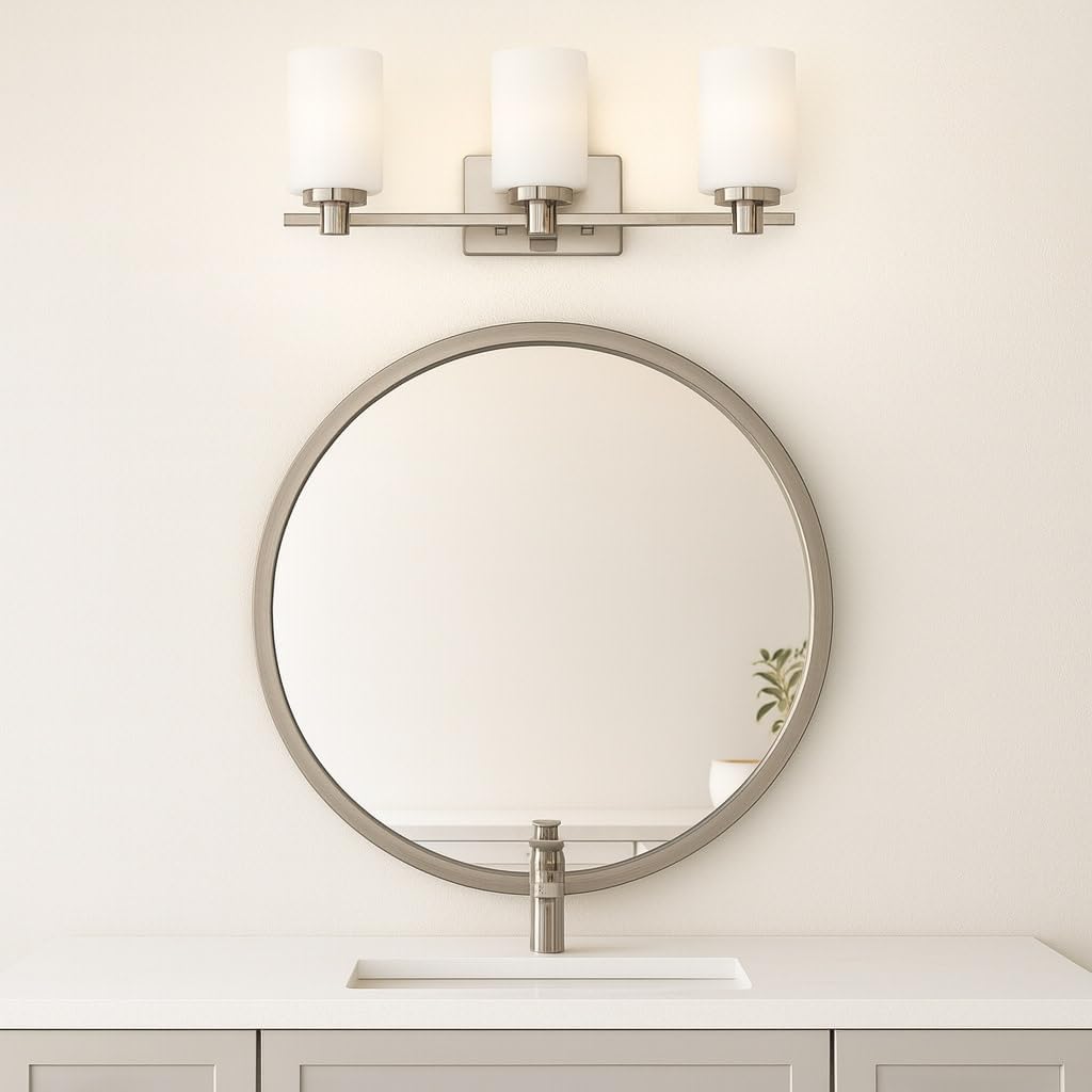 Hinkley Karlie Transitional Three Light Bathroom Vanity Fixture, Brushed Nickel
