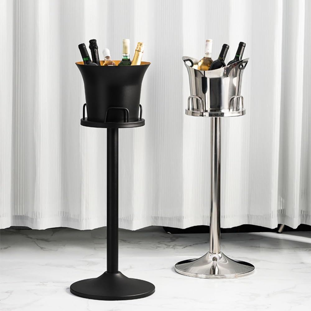 Ice Bucket for Parties, Stainless Steel Ice Bucket, Ice Bucket with Stand, Large Champagne Ice Bucket, Tall Ice Bucket for Cocktail Bar Parties(Silver)
