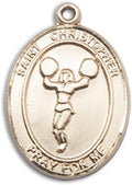 Bonyak Jewelry 14k Yellow Gold St. Christopher/Cheerleading Medal, Size 3/4 x 1/2 inches - Catholic Inspirations
