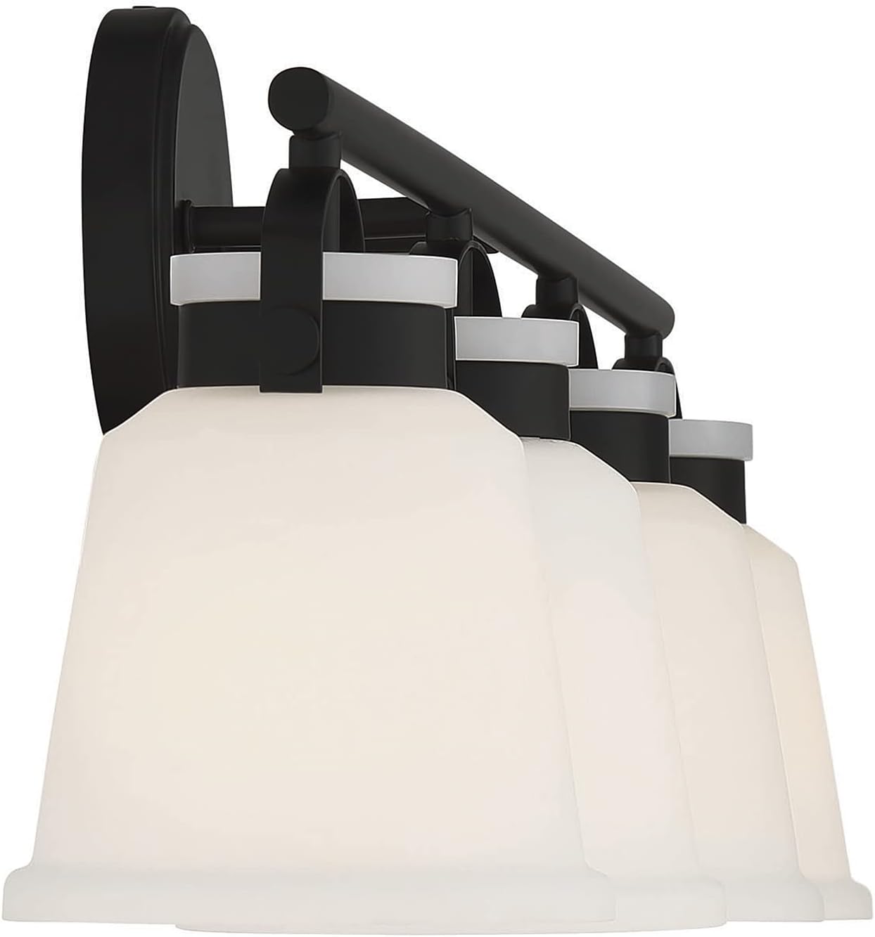 Savoy House 8-1627-4-BK Kaden Industrial Traditional White Opal Glass Bathroom Vanity Wall Light, 4-Light 240 Total Watts, 11' H x 34' W, Matte Black