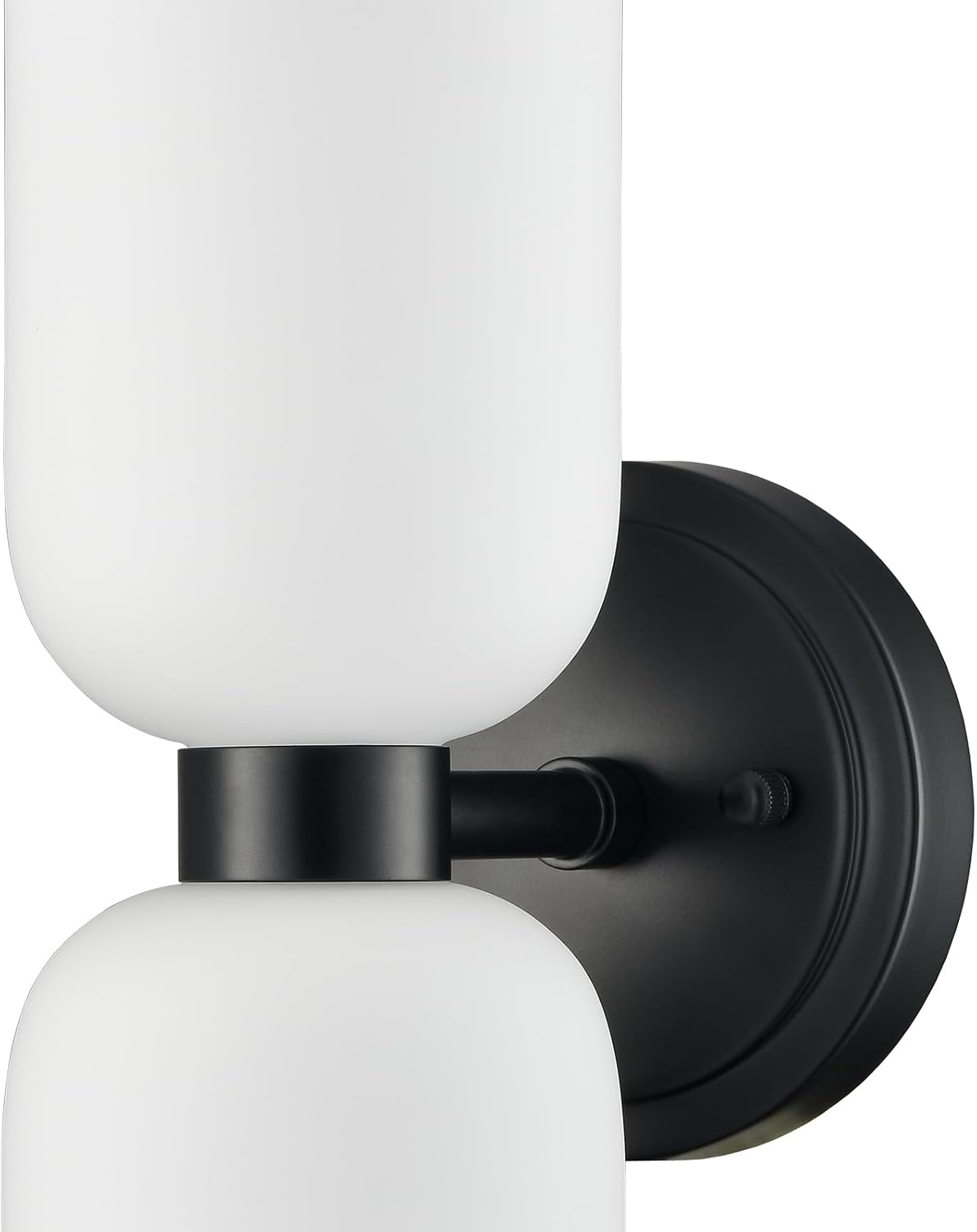 CLAXY Black Wall Sconces Set of 2 Glass Vine Shades | Milky White Glass Shade, Dual Shades Wall Lights for Bathroom Bedroom Hallway Kitchen Dimmable