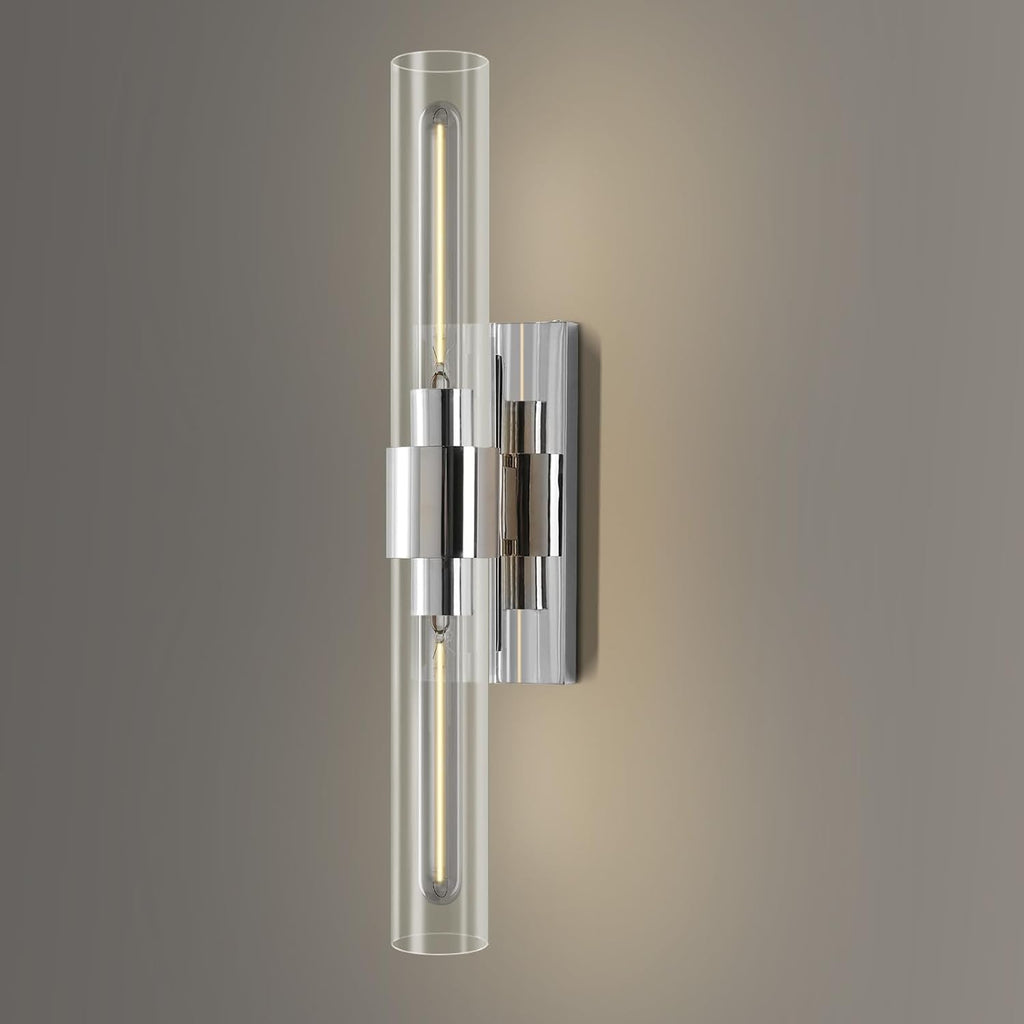 22.8' Sconces Wall Lighting,Bathroom Nickel Vanity Lights Fixtures with Clear Glass Shade Wall Lamp for Mirror, Living Room, Bedroom, Hallway, Fireplace, Staircas（Including Bulb）