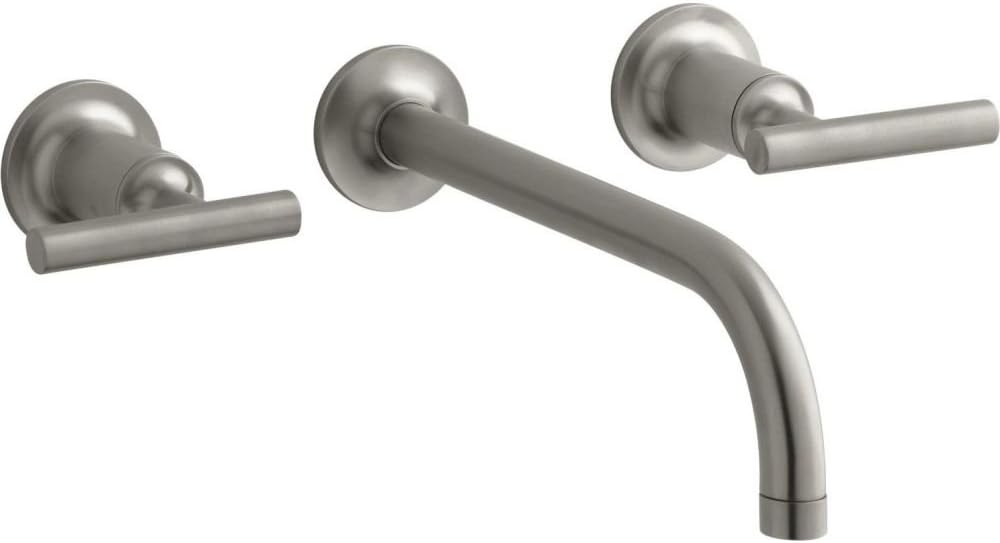Kohler T14414-4-BN Purist® Wall-Mount Bathroom Sink Faucet Trim with Lever Handles, 1.2 gpm, Vibrant Brushed Nickel
