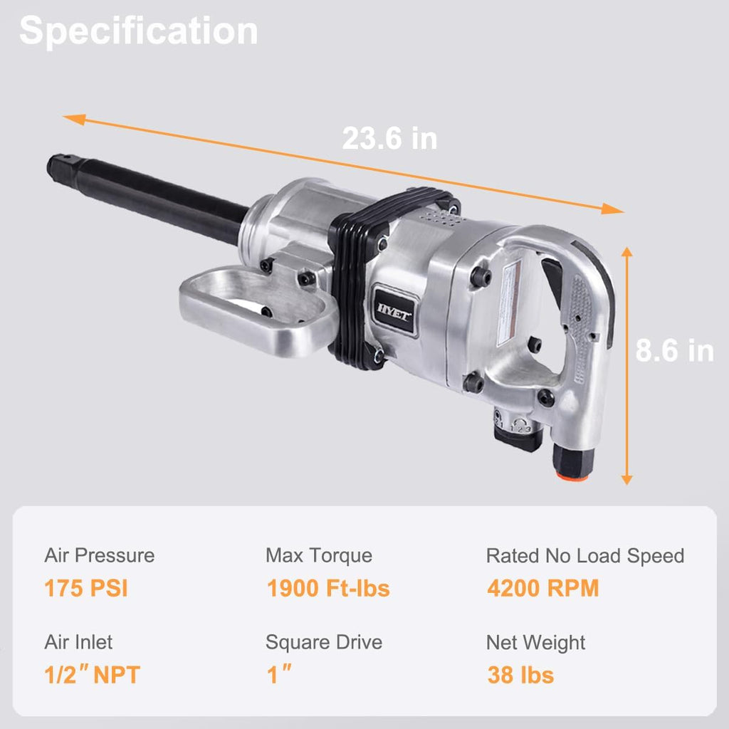 ERGOMASTER Air Impact Wrench Gun 1 Inch High Torque, Pneumatic Impact Wrench Set Heavy Duty with D Handle, Carrying Case, 4200 RPM, for Car, Equipment Repair