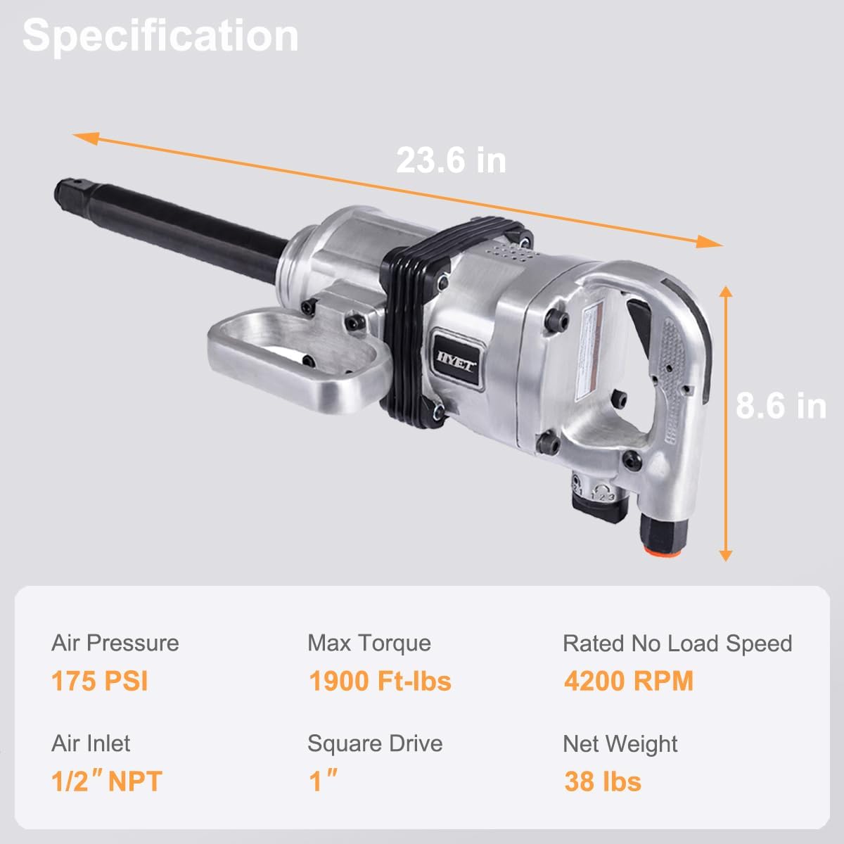 ERGOMASTER Air Impact Wrench Gun 1 Inch High Torque, Pneumatic Impact Wrench Set Heavy Duty with D Handle, Carrying Case, 4200 RPM, for Car, Equipment Repair