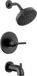 Delta Faucet Saylor 14 Series Black Tub and Shower Faucet Combo, Bathtub and Shower Trim System, Shower Trim Kit, Bathtub Faucet Set, Shower Tub Faucet, Matte Black T14435-BL (Valve Not Included)