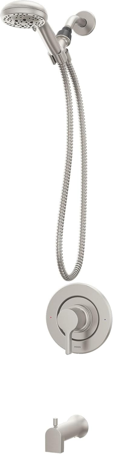 Moen Beric Shower Faucet with Handshower and Included Valve – Spot Resist Nickel Finish, 2-Function Diverter, Modern Design, 82775SRN