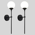 KCO Lighting Farmhouse Matte Black Wall Sconce Set of 2 Vintage Milk White Glass Globe Wall Light Mid Century Modern Bathroom Vanity Light Set of Two Industrial Bar Wall Lamp