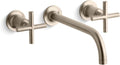 Kohler T14414-3-BV Purist® Wall-Mount Bathroom Sink Faucet Trim with Cross Handles, 1.2 gpm, Vibrant Brushed Bronze
