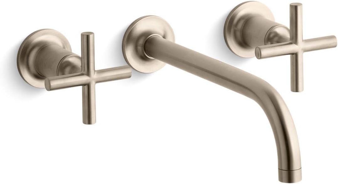 Kohler T14414-3-BV Purist® Wall-Mount Bathroom Sink Faucet Trim with Cross Handles, 1.2 gpm, Vibrant Brushed Bronze